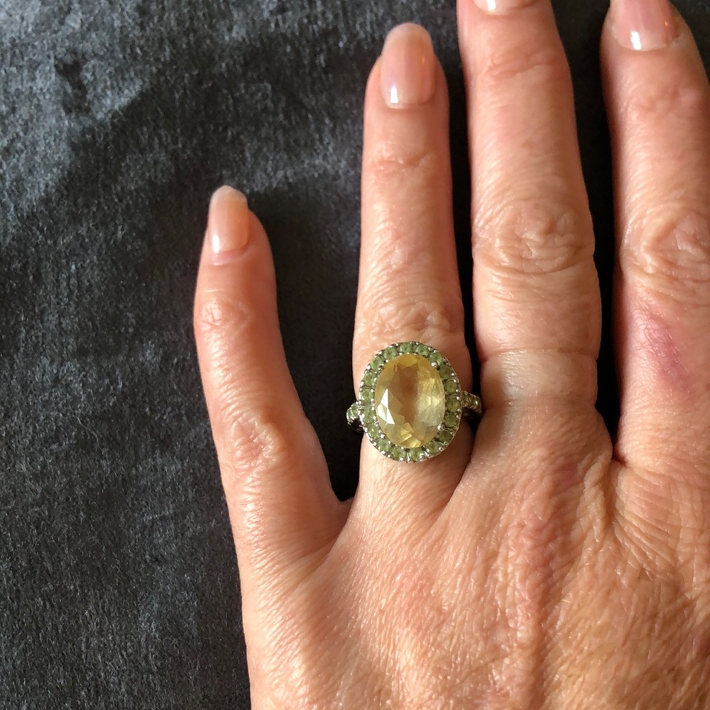 Sterling silver, Peridot, and Topaz Gemstone Ring